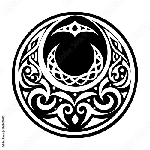 A glyph style icon of crescent moon symbol