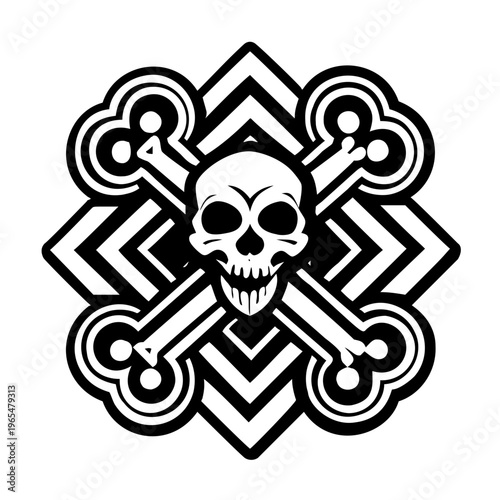A filled style icon of crossbones tattoo