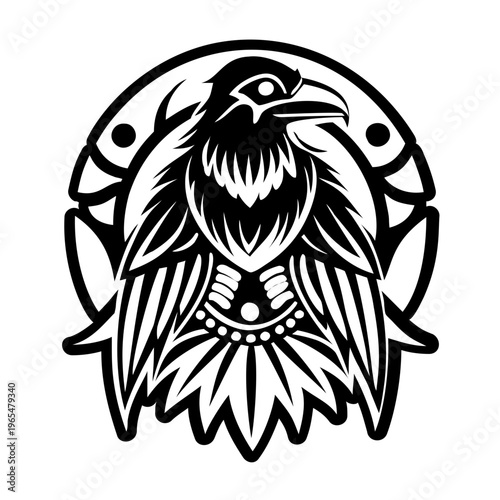A filled style icon of crow symbol