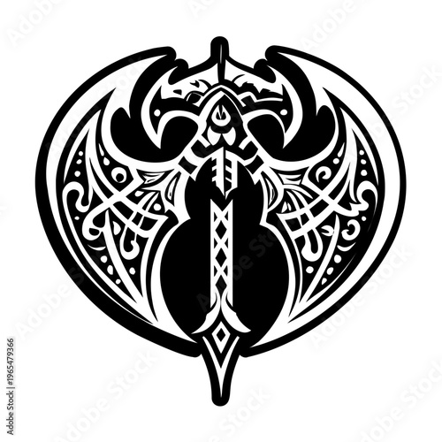 Scythe tattoo icon in glyph style