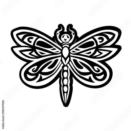 A glyph style icon of dragonfly tattoo