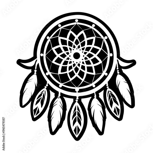 A solid style icon of dreamcatcher tattoo