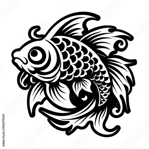 Fish tattoo icon in filled style