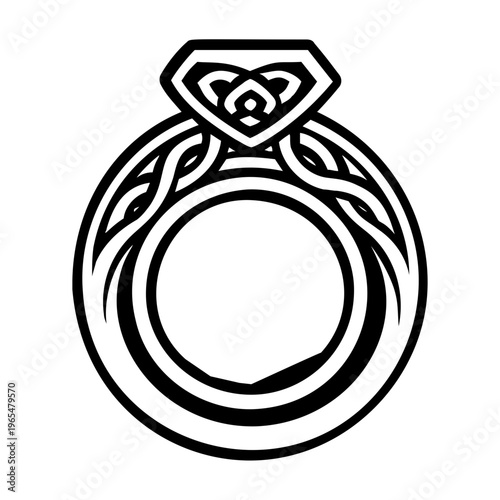 A glyph style icon of gold ring symbol