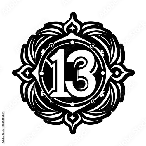 A filled style icon of number tattoo