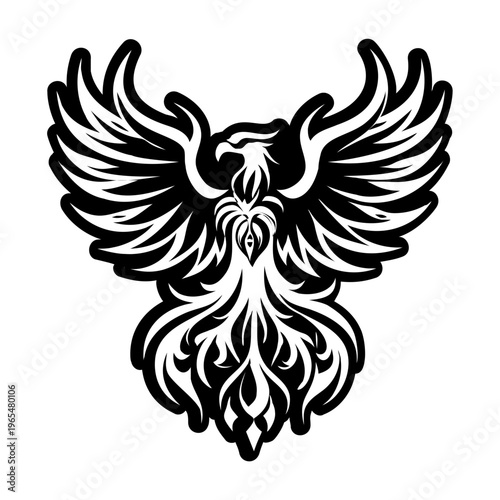 A solid style icon of phoenix bird symbol