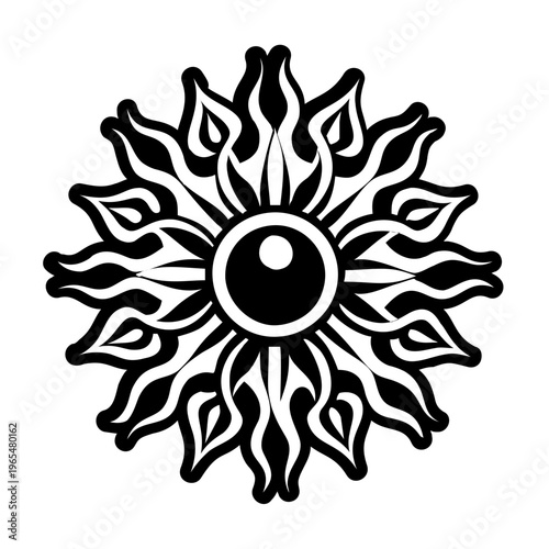Rising sun symbol icon in filled style