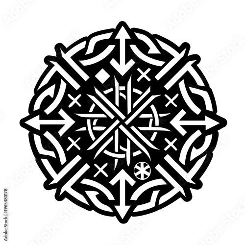 A glyph style icon of rune tattoo