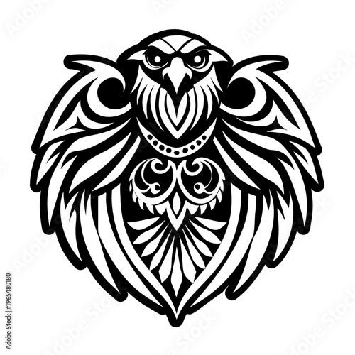 Raven tattoo icon in glyph style