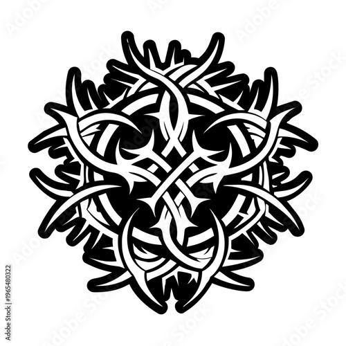 A glyph style icon of thorn bush symbol
