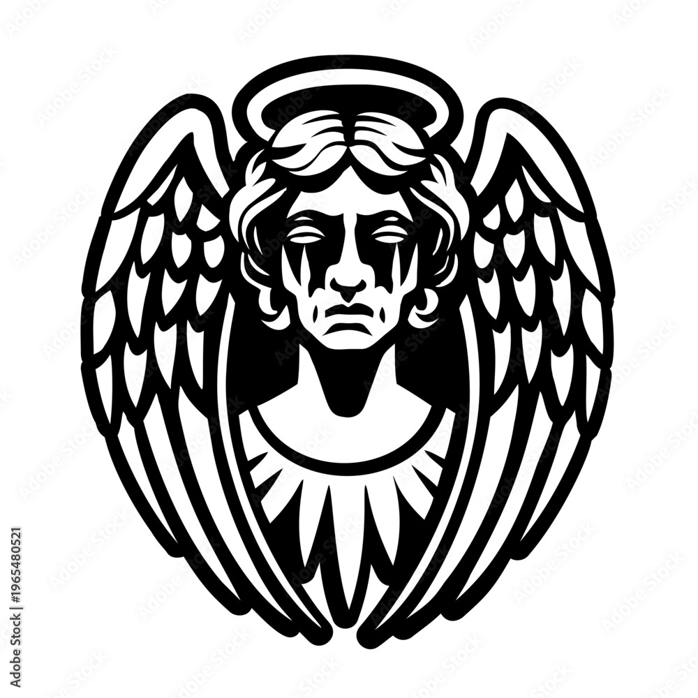 Obraz premium Weeping angel symbol icon in solid style