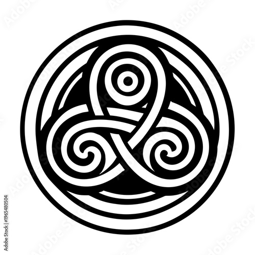 A filled style icon of triskelion tattoo