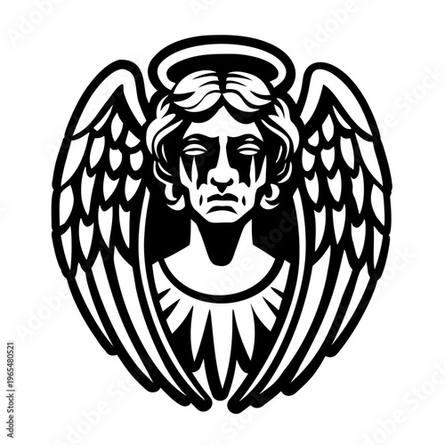 Weeping angel symbol icon in solid style
