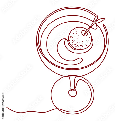 Martini glass with olive or cherry illustration