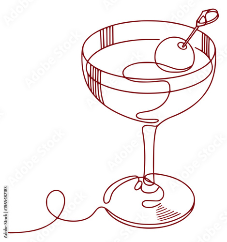 Cocktail glass with cherry illustration