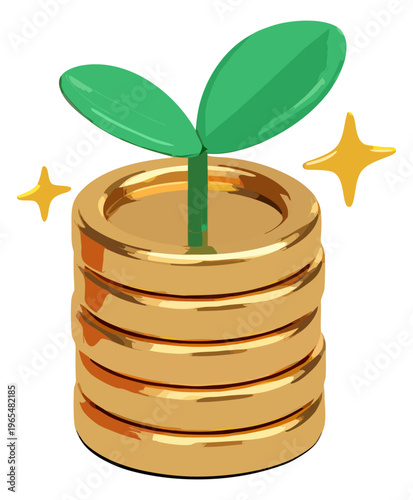 Money plant with coins illustration