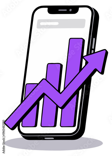 Smartphone with growth chart illustration