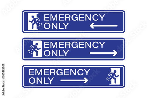 Emergency Exit Signs with Running Man Icon.