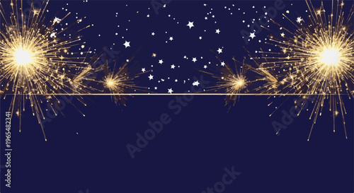 Festive sparkling lights and stars against a dark blue background