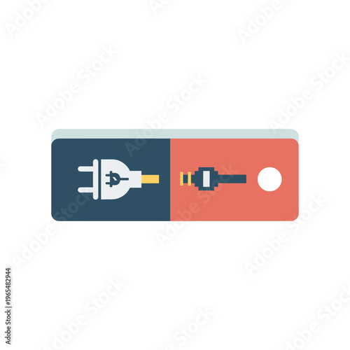 usb flash drive connected to power plug flat design vector illustration