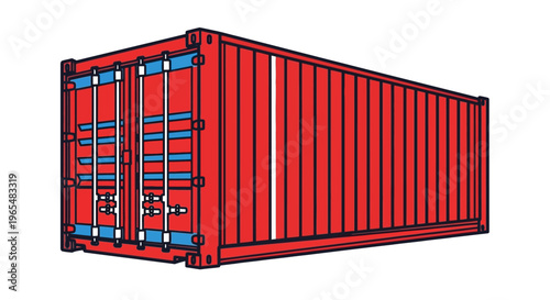 Red shipping cargo container storage unit.