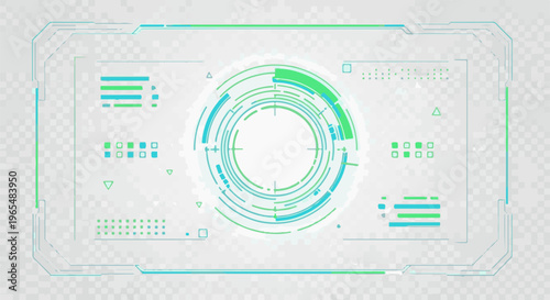 Futuristic HUD interface with circular reticle and digital data displays