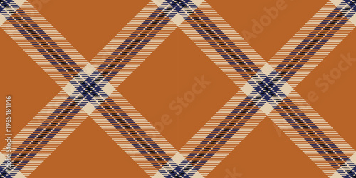 Plank check tartan vector, linen plaid texture textile. Continuity pattern fabric background seamless in orange and light colors.