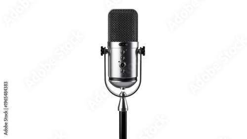 Fotografie Isolated vintage-style modern studio microphone for podcasting music and voice r