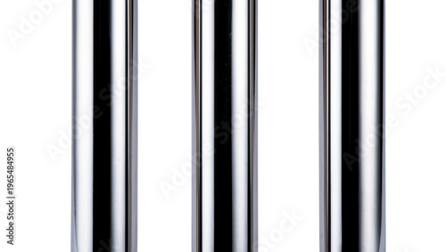 Tableau sur toile Isolated polished metallic chrome pipes, industrial stainless steel tubes, shiny reflective cylinders
