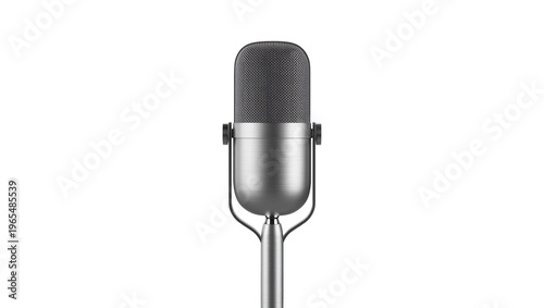 фотографія Isolated retro metallic studio microphone for broadcasting, podcasting, and voca