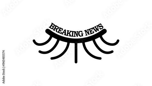 Breaking news closed eye , black isolated silhouette