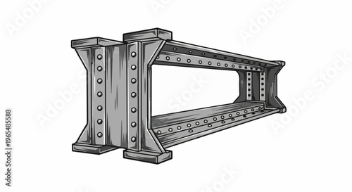 Heavy-duty industrial steel girder support structure with visible rivets