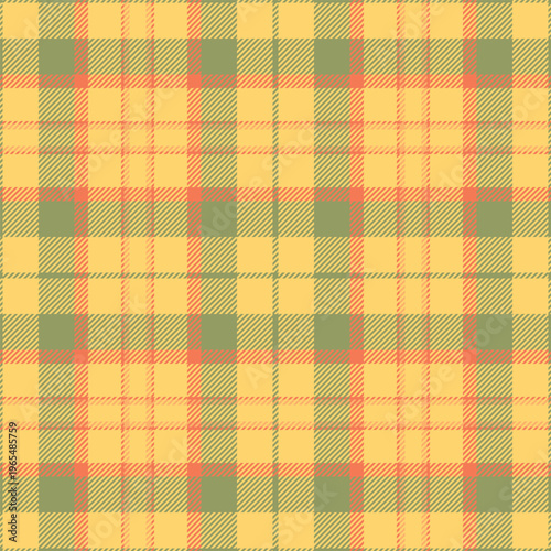 Scarf plaid check textile, newborn texture background fabric. Womens fashion seamless vector tartan pattern in amber and lime colors.