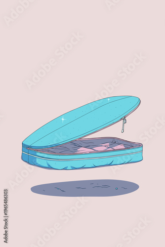 Turquoise Neoprene Surfboard Cover Illustration