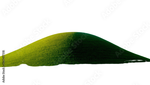Canvas Print Isolated perfectly shaped green grassy hill with vibrant color gradient from bri