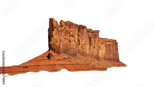 Isolated towering red rock desert landscape formation, majestic sandstone mesa of American Southwest.