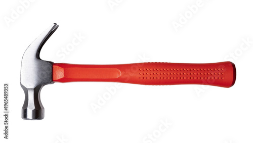 Fotografía Isolated claw hammer with a vibrant red handle, ready for construction and DIY p
