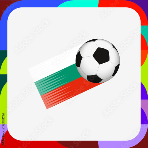 Bulgaria Soccer Motion Graphic, Football with Bulgaria Flag Speed Trail.