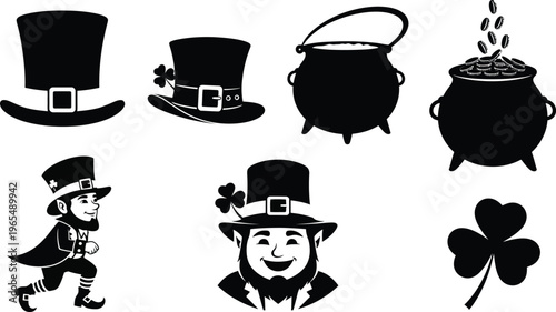 Leprechaun St. Patricks Day Symbols Silhouette