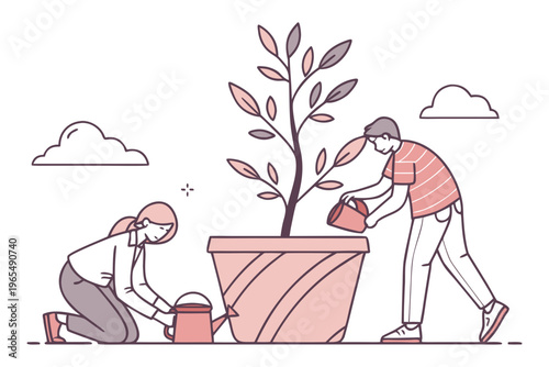 man and woman in gardenning