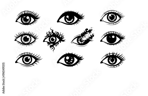 Surreal Eye with Ornate Padlock Silhouette Sticker, Alternative Vision and Mystery Vector, Minimalist Dark Art Illustration