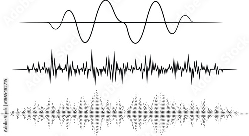 Sound Wave Patterns on White Background