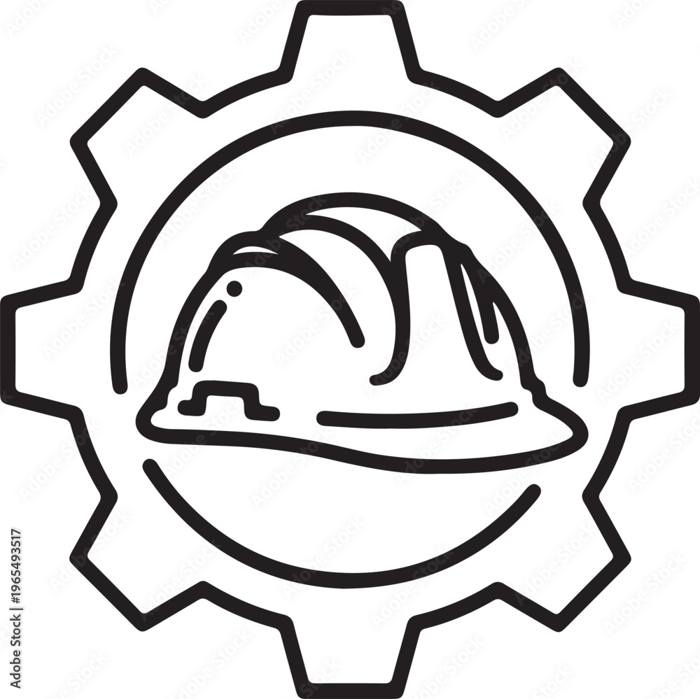 Fototapeta premium Hard hat inside a gear for safety and industry