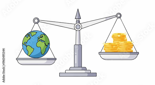 Weighing earth globe against gold bars on balance scale symbolizing global economy and wealth