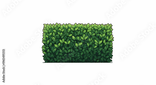 A neatly trimmed green hedge with detailed leaf textures