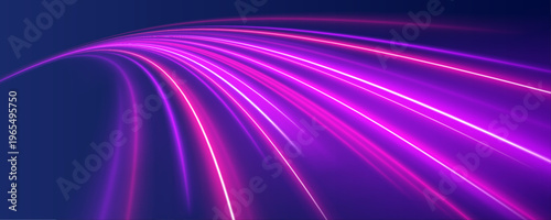 Bright pink and purple streaks curve through urban expressway space. Glowing motion lines form digital futuristic traffic energy. Abstract PNG art.