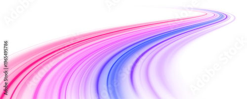 Electric multicolor streaks rush through night urban road. Motion blur enhances speed and glowing energy effect. Vector PNG art.