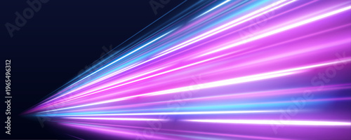 Blue neon waves ripple across high speed expressway. Light blur builds depth and dynamic motion energy. Abstract design.