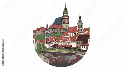 A picturesque European town with medieval architecture and a river