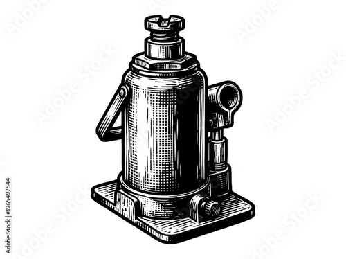 Vintage Bottle Jack Engraving Illustration Black and White Line Art